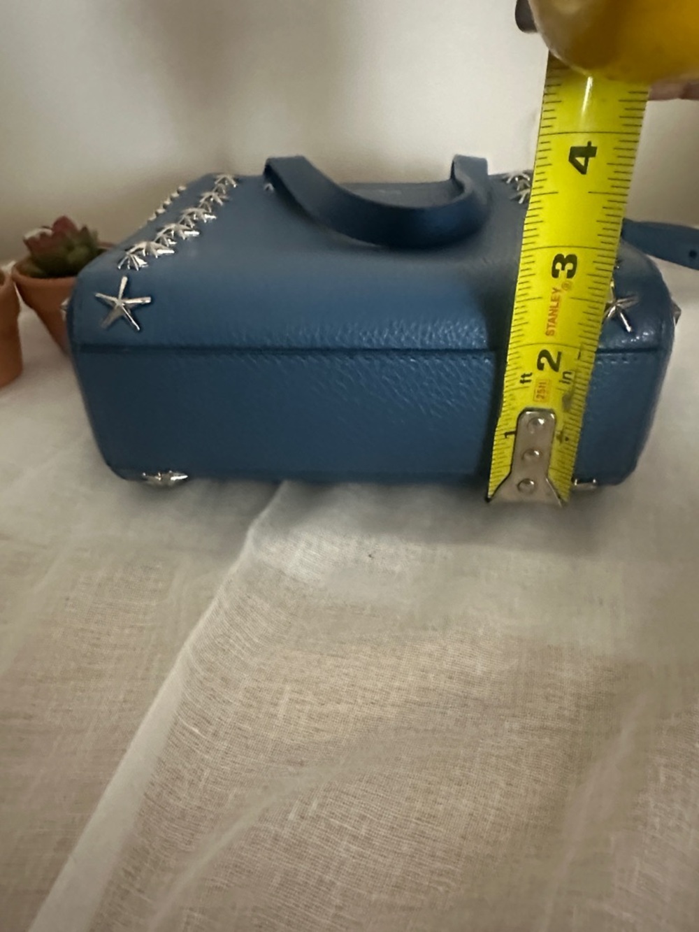 Authentic Jimmy Choo Mini Pagasi Blue Star-Embellished Leather 2-Way Crossbody - Picture 15 of 16